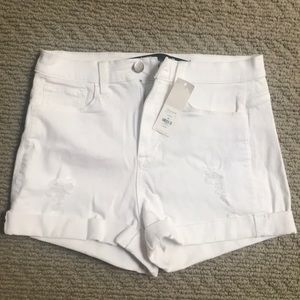 Brand new high waisted white denim shorts
